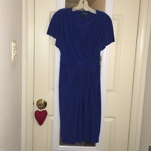 Knot-waist deep V neck jersey sheath dress